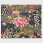 Sage Green Pink Japanisch Kimono Blumendekoupage Geschenkpapier (Flach)