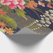 Sage Green Pink Japanisch Kimono Blumendekoupage Geschenkpapier (Ecke)