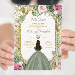 Sage Green Pink Mis Quince 15 Anos Crown Butterfly Einladung<br><div class="desc">Quinceañera Sage Green Pink Gold Crown Einladung Mis Quince 15 Anos,  16. Geburtstag Schmetterling.</div>