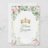 Sage Green Pink Mis Quince 15 Anos Crown Einladung (Rückseite)