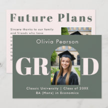 Sage Green & Pink Modern Arch Photo Graduation