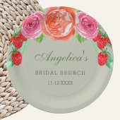 Sage Green Pink Peach Peony Bridal Brunch Pappteller