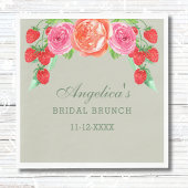 Sage Green Pink Peach Peony Bridal Brunch Serviette