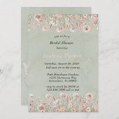 Sage Green Pink Peony Watercolor Brautparty Einladung (Vorne/Hinten)