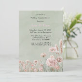 Sage Green Pink Peony Wedding Couples Dusche Einladung (Stehend Vorderseite)