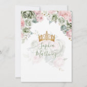 Sage Green & Pink Princess Floral Gold Quiñceanera Einladung (Rückseite)