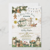 Sage Green Plaid Rustic Baby is Brewing Invitation Einladung (Vorderseite)