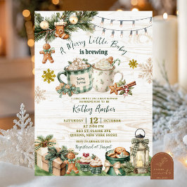 Sage Green Plaid Rustic Baby is Brewing Invitation Einladung