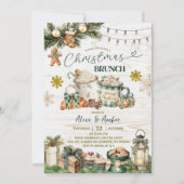 Sage Green Plaid Rustic Christmas Brunch Einladung (Vorderseite)