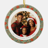 Sage Green Poinsettia 2 Family Photos Christmas Keramik Ornament (Vorne)