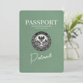 Sage Green Poland Passport Save the Date (Stehend Vorderseite)