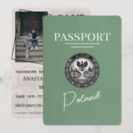 Sage Green Poland Passport Save the Date
