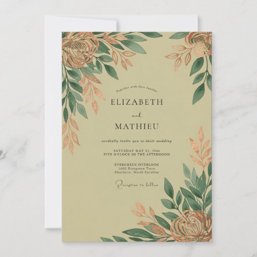 Sage Green Polished Rustic Wedding Einladung (Vorderseite)