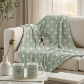 Sage Green Polka Dot Monogram Parents’ Eid Gift Fleecedecke