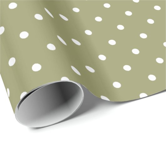 Sage Green Polka Dots Geschenkpapier (Rolleneckpunkt)