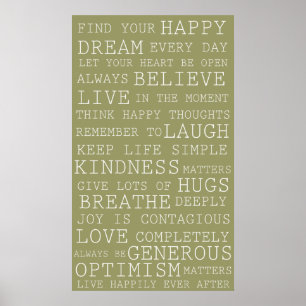 Sage Green positive Gedanken Inspiration Worte Poster