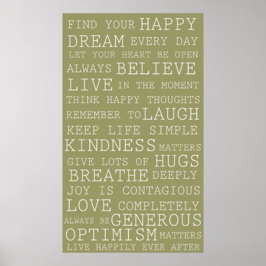 Sage Green positive Gedanken Inspiration Worte Poster (Vorne)