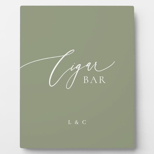 Sage Green Premium Wedding Cigar Bar Sign Fotoplatte (Vorderseite)