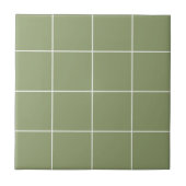 Sage Green Preppy Modern Simple Geometric Grid Fliese (Vorderseite)