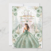 Sage Green Princess Castle und Forest Mis Quince Einladung (Vorderseite)