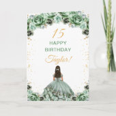 Sage Green Princess Floral Happy Birthday Karte (Vorderseite)