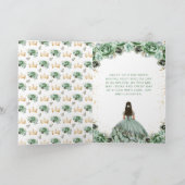 Sage Green Princess Floral Happy Birthday Karte (Innenseite)