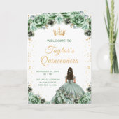 Sage Green Princess Floral Quinceañera Programm (Vorderseite)