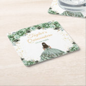 Sage Green Princess Floral Quinceañera Rechteckiger Pappuntersetzer (angewinkelt)