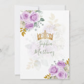 Sage Green Princess Lila Floral Gold Quiñceanera Einladung (Rückseite)