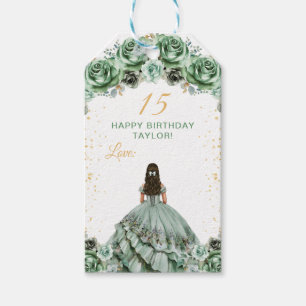 Sage Green Princess Quinceañera Happy Birthday Geschenkanhänger