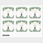 Sage Green Princess Quinceañera Vielen Dank Quadratischer Aufkleber (Blatt)