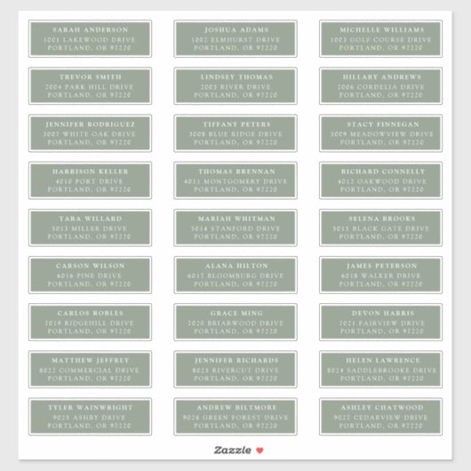 Sage Green | Private Guest Address Labels (Blatt)