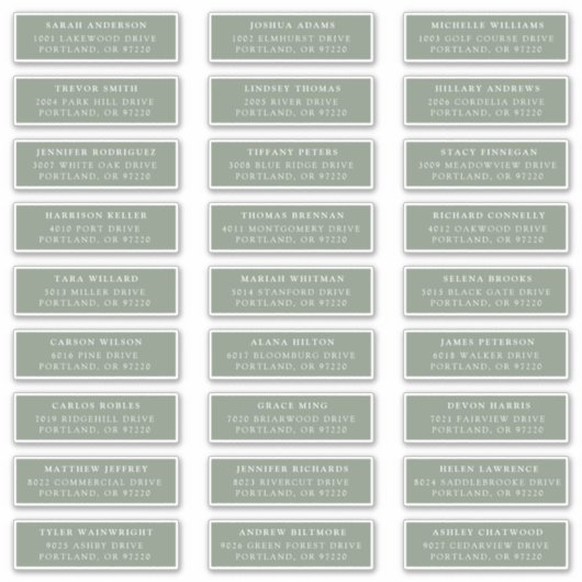 Sage Green | Private Guest Address Labels (Vorderseite)