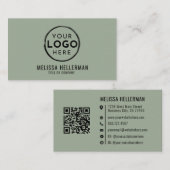 Sage Green Professional Logo QR Code Visitenkarte (Vorne/Hinten)