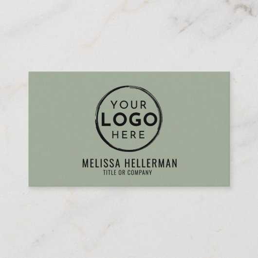 Sage Green Professional Logo QR Code Visitenkarte (Vorderseite)