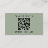 Sage Green Professional Minimalist QR Code Logo Visitenkarte (Rückseite)