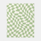 Sage Green Psychedelic Checkered Groovy Grid Patte Fleecedecke (Vorderseite)