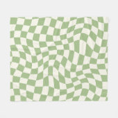 Sage Green Psychedelic Checkered Groovy Grid Patte Fleecedecke (Vorderseite (Horizontal))