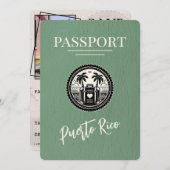 Sage Green Puerto Rico Passport Save The Date (Vorne/Hinten)