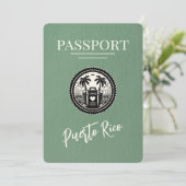Sage Green Puerto Rico Passport Save The Date (Stehend Vorderseite)