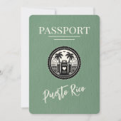 Sage Green Puerto Rico Passport Save The Date (Vorderseite)