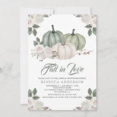 Sage Green Pumpkin Floral Fall Brautparty Einladung (Vorderseite)