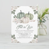 Sage Green Pumpkin Floral Fall Brautparty Einladung (Stehend Vorderseite)