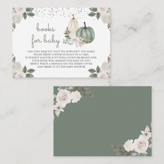 Sage Green Pumpkin Floral Fall Buchanfrage Begleitkarte (Vorne/Hinten)
