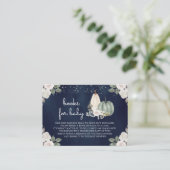 Sage Green Pumpkin Floral Fall Navy Buchanfrage Begleitkarte (Stehend Vorderseite)