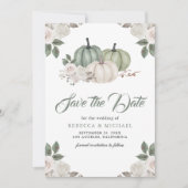 Sage Green Pumpkin Floral Wedding Save The Date (Vorderseite)