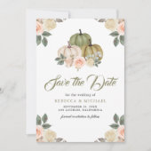 Sage Green Pumpkin Peach Floral Wedding Save The Date (Vorderseite)