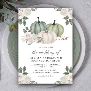 Sage Green Pumpkin und White Floral Wedding Einladung