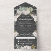 Sage Green Pumpkin und White Floral Wood Wedding All In One Einladung (Innen Boden)