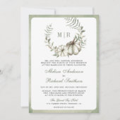 Sage Green Pumpkin Wreath QR Code Hochzeit Einladung (Vorderseite)